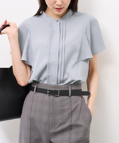 セール】【防汚加工】ピンタックフレアスリーブブラウス/通勤対応