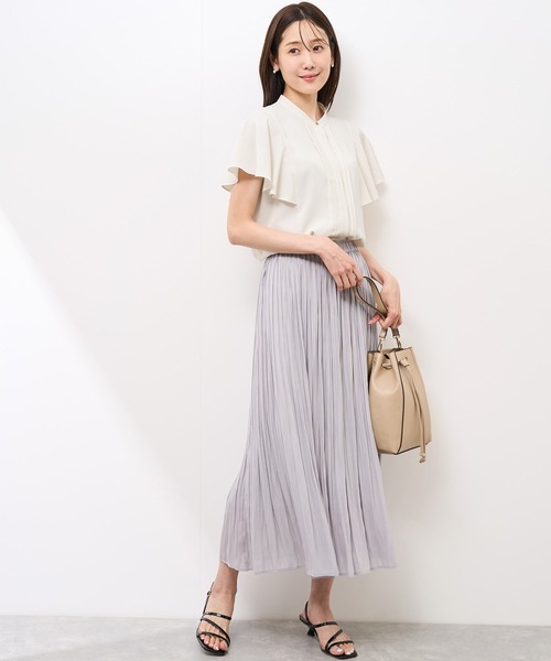 ROPE' PICNIC(ロペピクニック)の「【防汚加工】ピンタックフレアスリーブブラウス/通勤対応(シャツ/ブラウス・レディース・チャコールグレー/オフホワイト/サックスブルー/ピンク系その他/ネイビー・36/38)」の8枚目の写真