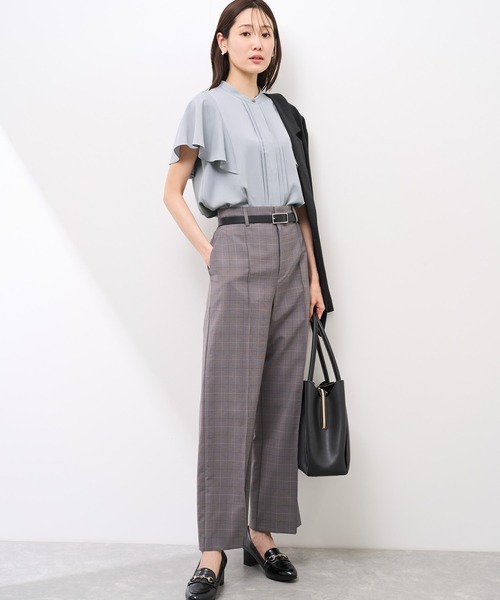 ROPE' PICNIC(ロペピクニック)の「【防汚加工】ピンタックフレアスリーブブラウス/通勤対応(シャツ/ブラウス・レディース・チャコールグレー/オフホワイト/サックスブルー/ピンク系その他/ネイビー・36/38)」の22枚目の写真