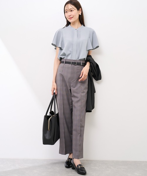 ROPE' PICNIC(ロペピクニック)の「【防汚加工】ピンタックフレアスリーブブラウス/通勤対応(シャツ/ブラウス・レディース・チャコールグレー/オフホワイト/サックスブルー/ピンク系その他/ネイビー・36/38)」の21枚目の写真