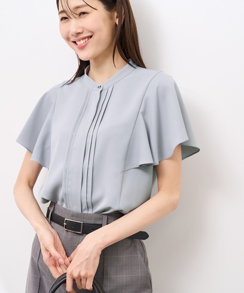 ROPE' PICNIC(ロペピクニック)の「【防汚加工】ピンタックフレアスリーブブラウス/通勤対応(シャツ/ブラウス・レディース・チャコールグレー/オフホワイト/サックスブルー/ピンク系その他/ネイビー・36/38)」の18枚目の写真