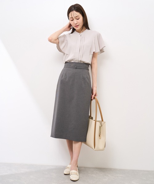 ROPE' PICNIC(ロペピクニック)の「【防汚加工】ピンタックフレアスリーブブラウス/通勤対応(シャツ/ブラウス・レディース・チャコールグレー/オフホワイト/サックスブルー/ピンク系その他/ネイビー・36/38)」の15枚目の写真