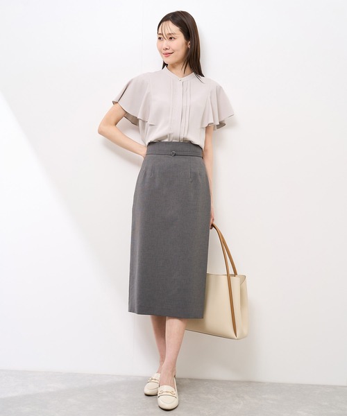 セール】【防汚加工】ピンタックフレアスリーブブラウス/通勤対応