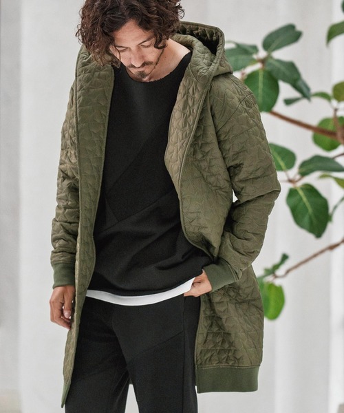 mj10869-Star Pattern Quilted Hoodie Coat コート