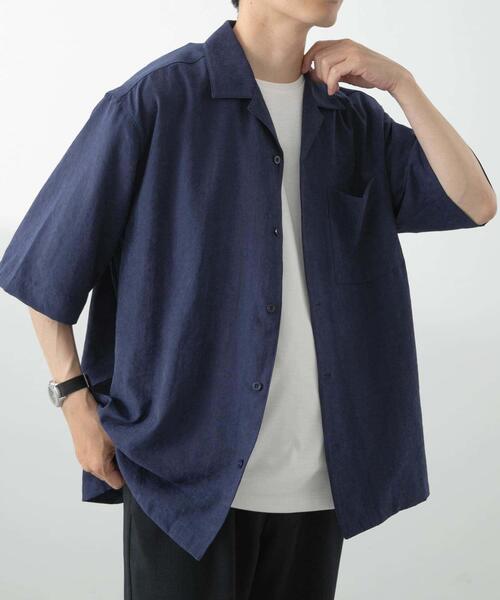 ITEMS URBANRESEARCH（アイテムズ アーバンリサーチ）の「F.S.オープンカラー半袖シャツ（シャツ/ブラウス・メンズ・グレー/ネイビー/カーキ/ベージュ・MEDIUM/LARGE）」の7枚目の写真