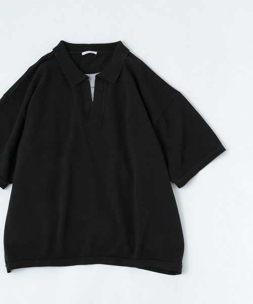 BAYFLOW（ベイフロー）の「[1枚でサマになる]スキッパー半袖ポロシャツ（Tシャツ/カットソー・メンズ・オフホワイト/ブラック/ベージュ・LARGE/MEDIUM）」の13枚目の写真