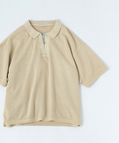 BAYFLOW（ベイフロー）の「[1枚でサマになる]スキッパー半袖ポロシャツ（Tシャツ/カットソー・メンズ・オフホワイト/ブラック/ベージュ・LARGE/MEDIUM）」の21枚目の写真