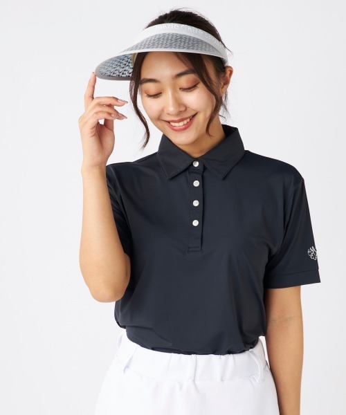 marie claire(マリ・クレール)の「【marie claire:マリ.クレール】レディース半袖シャツ 超接触冷感素材スーパーナイロンクール ゴルフ(シャツ/ブラウス・レディース・ライトグレー/ブラック/ミント・MEDIUM/LARGE/X-LARGE/XX-LARGE)」の2枚目の写真