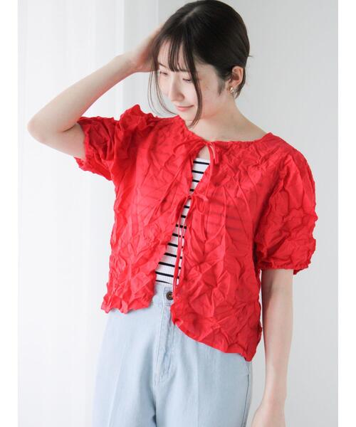 Te chichi TERRASSE(テチチテラス)の「しわ加工前後2WAYブラウス(シャツ/ブラウス・レディース・レッド/オフホワイト/ブラック・F)」の6枚目の写真