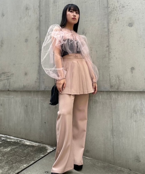 HONEY MI HONEY(ハニーミーハニー)の「tulle puff sleeve cardigan(カーディガン/ボレロ・レディース・ベージュ/ピンク/ブラック・FREE)」の22枚目の写真