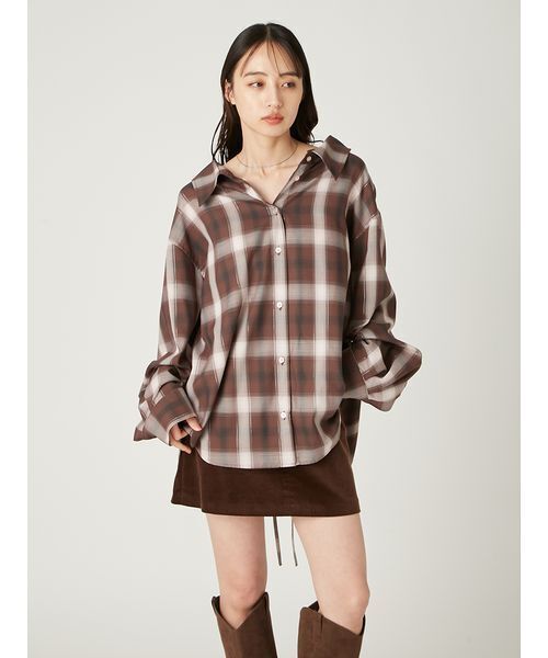 オンブレラメチェックアシメシャツ（シャツ/ブラウス）｜FRAY I.D