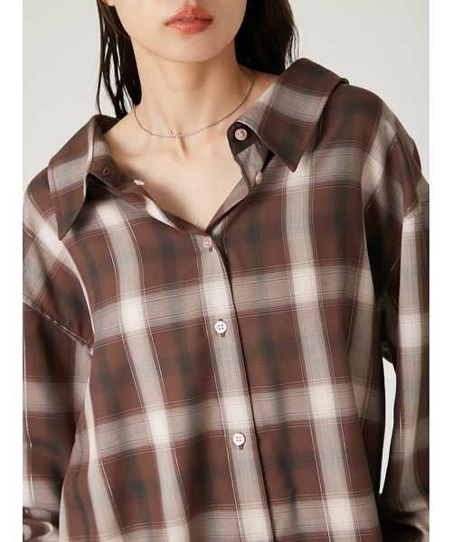 オンブレラメチェックアシメシャツ オンブレラメチェックアシメシャツ（シャツ/ブラウス）｜FRAY I.D