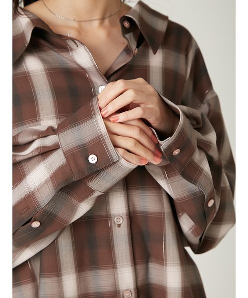 FRAY I.D（フレイアイディー）の「オンブレラメチェックアシメシャツ（シャツ/ブラウス・レディース・イエロー/ブラウン/アイボリー・F）」の13枚目の写真