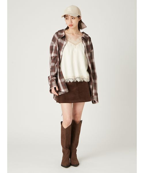 FRAY I.D（フレイアイディー）の「オンブレラメチェックアシメシャツ（シャツ/ブラウス・レディース・イエロー/ブラウン/アイボリー・F）」の18枚目の写真