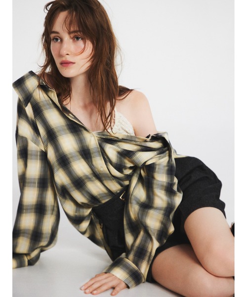 オンブレラメチェックアシメシャツ オンブレラメチェックアシメシャツ（シャツ/ブラウス）｜FRAY I.D