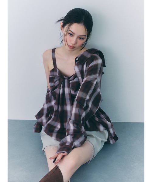 オンブレラメチェックアシメシャツ（シャツ/ブラウス）｜FRAY I.D