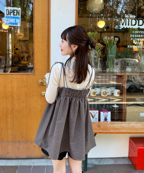 hinari シャーリングデザインキャミチュニック チェック　新品未開封 hinari チュニック シャーリングデザインキャミチュニック