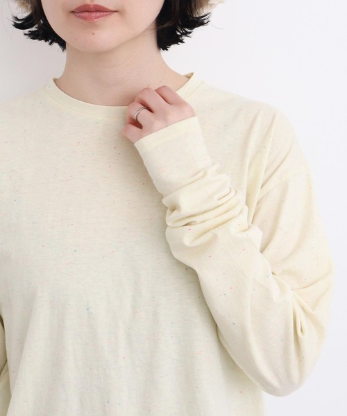 l'atelier du savon（アトリエドサボン）の「カラフルネップ天竺　くしゅ袖Tシャツ（Tシャツ/カットソー・レディース・ブラック/イエロー/オフホワイト・FREE）」の3枚目の写真