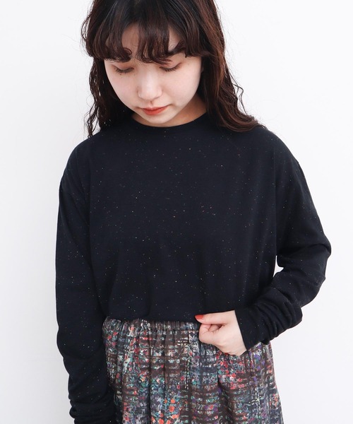l'atelier du savon（アトリエドサボン）の「カラフルネップ天竺　くしゅ袖Tシャツ（Tシャツ/カットソー・レディース・ブラック/イエロー/オフホワイト・FREE）」の16枚目の写真