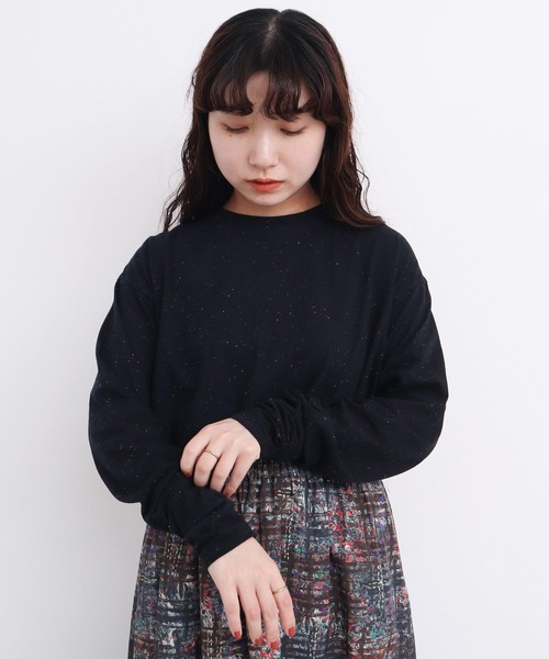 l'atelier du savon（アトリエドサボン）の「カラフルネップ天竺　くしゅ袖Tシャツ（Tシャツ/カットソー・レディース・ブラック/イエロー/オフホワイト・FREE）」の11枚目の写真