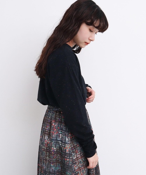 l'atelier du savon（アトリエドサボン）の「カラフルネップ天竺　くしゅ袖Tシャツ（Tシャツ/カットソー・レディース・ブラック/イエロー/オフホワイト・FREE）」の14枚目の写真