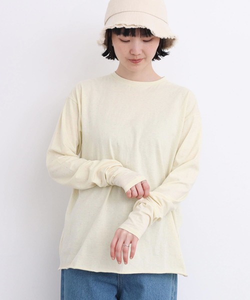 l'atelier du savon（アトリエドサボン）の「カラフルネップ天竺　くしゅ袖Tシャツ（Tシャツ/カットソー・レディース・ブラック/イエロー/オフホワイト・FREE）」の5枚目の写真