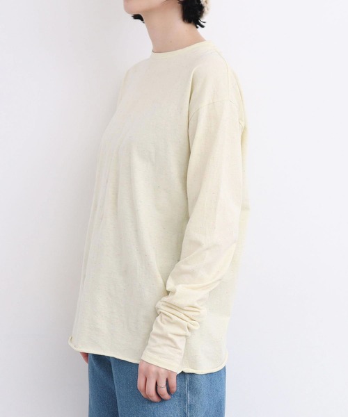 l'atelier du savon（アトリエドサボン）の「カラフルネップ天竺　くしゅ袖Tシャツ（Tシャツ/カットソー・レディース・ブラック/イエロー/オフホワイト・FREE）」の6枚目の写真