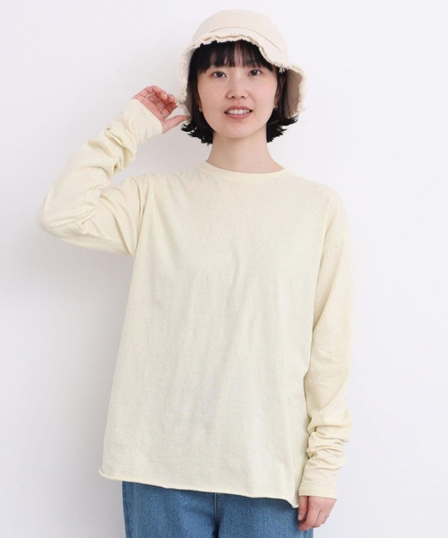l'atelier du savon（アトリエドサボン）の「カラフルネップ天竺　くしゅ袖Tシャツ（Tシャツ/カットソー・レディース・ブラック/イエロー/オフホワイト・FREE）」の8枚目の写真