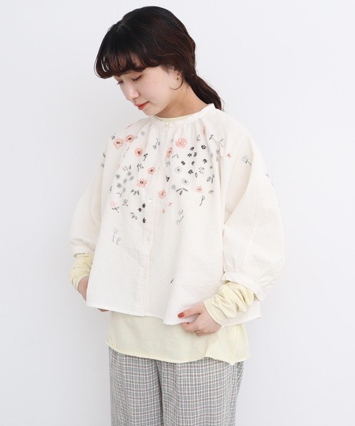 l'atelier du savon（アトリエドサボン）の「カラフルネップ天竺　くしゅ袖Tシャツ（Tシャツ/カットソー・レディース・ブラック/イエロー/オフホワイト・FREE）」の18枚目の写真