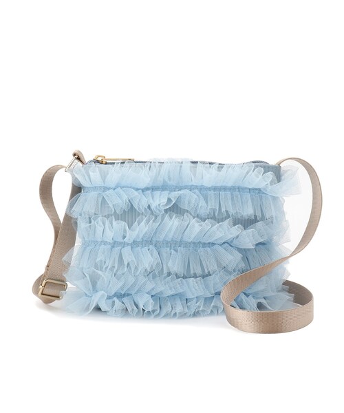 SHOO・LA・RUE（シューラルー）の「チュールフリルポシェット（ショルダーバッグ・キッズ・ピンク/ライトブルー・00）」の2枚目の写真