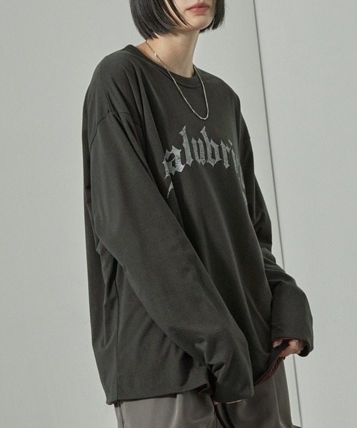 Alfred Alex(アルフレッドアレックス)の「【Alfred Alex】2WAYリバーシブル ヴィンテージライク ビッグプリント/ボーダーロンT(Tシャツ/カットソー・メンズ・スミクロ/ブラック系/ブラック系1/ワイン・L/M)」の21枚目の写真