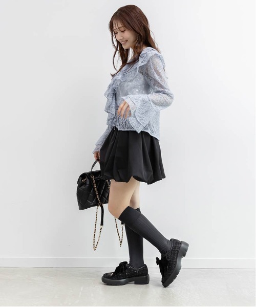 RANDA(ランダ)の「バルーンミニスカート(スカート・レディース・クリーム/ブラック/グレイッシュベージュ・1/0)」の11枚目の写真