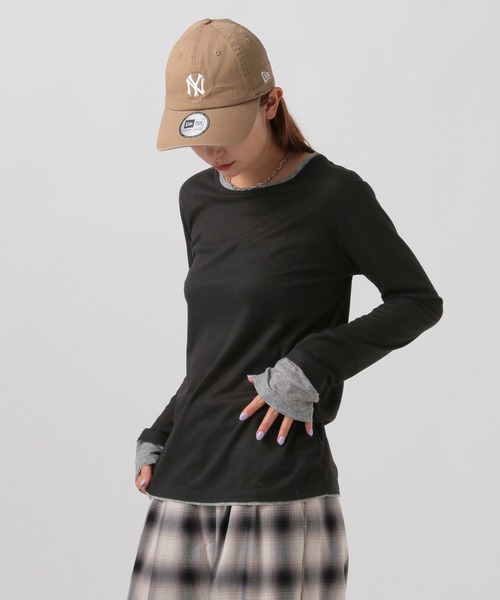 BAYFLOW（ベイフロー）の「[切り替えカラーがアクセント]フェイクレイヤードロンT（Tシャツ/カットソー・レディース・オフホワイト/グレー/ブラック・FREE）」の19枚目の写真