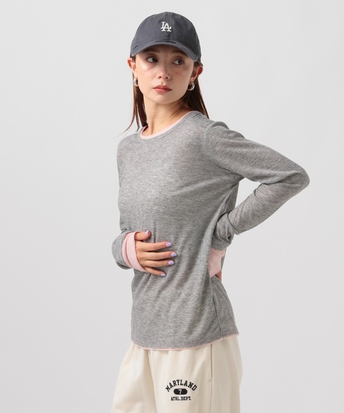 BAYFLOW（ベイフロー）の「[切り替えカラーがアクセント]フェイクレイヤードロンT（Tシャツ/カットソー・レディース・オフホワイト/グレー/ブラック・FREE）」の16枚目の写真