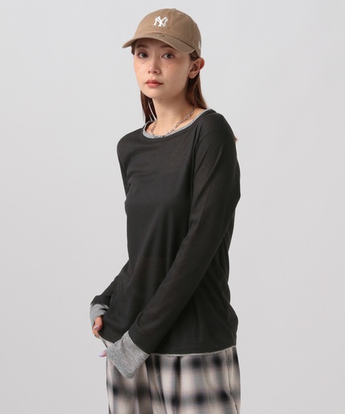 BAYFLOW（ベイフロー）の「[切り替えカラーがアクセント]フェイクレイヤードロンT（Tシャツ/カットソー・レディース・オフホワイト/グレー/ブラック・FREE）」の20枚目の写真