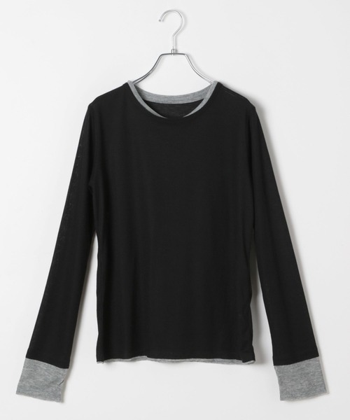 BAYFLOW（ベイフロー）の「[切り替えカラーがアクセント]フェイクレイヤードロンT（Tシャツ/カットソー・レディース・オフホワイト/グレー/ブラック・FREE）」の22枚目の写真
