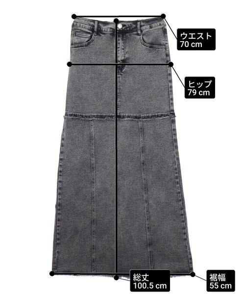 ANAP(アナップ)の「ウォッシュ 加工 カットオフ デニム ロング スカート(スカート・レディース・ブラック/ブルー・M/S)」の14枚目の写真