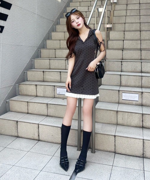 セール】【Nono企画】フード付きアメスリミニワンピ-ス（ワンピース