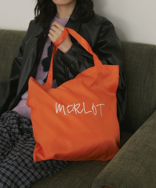 MERLOT(メルロー)の「MERLOTオリジナルロゴトートバッグ/エコバッグ(トートバッグ・レディース・ブルー/グリーン/オレンジ・FREE)」の1枚目の写真