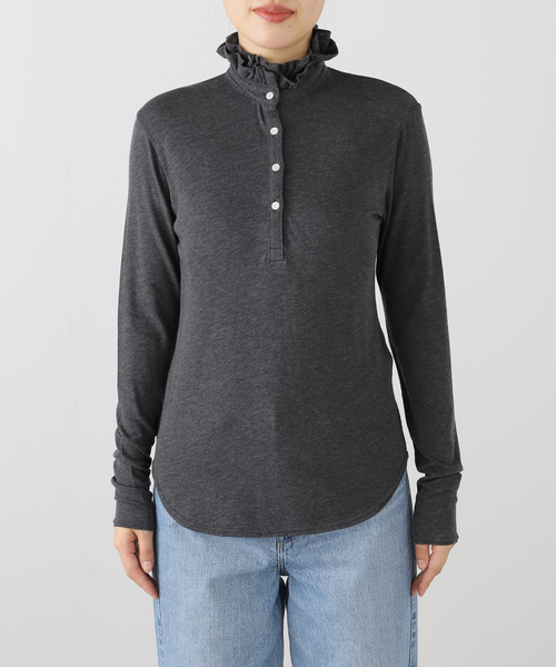 IENA LA BOUCLE（イエナラブークル）の「《追加》IENA LA BOUCLE フリルヘンリーネックカットソー（Tシャツ/カットソー・レディース・ホワイト/グレー・FREE）」の21枚目の写真