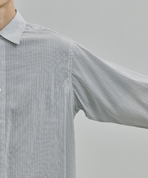 UNITED TOKYO（ユナイテッドトウキョウ）の「【岐阜産シルク使用】SILK CUPRA STRIPE ロングスリーブシャツ（シャツ/ブラウス・メンズ・サックスブルー/オフホワイト・2/1）」の11枚目の写真