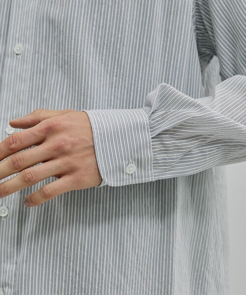 UNITED TOKYO（ユナイテッドトウキョウ）の「【岐阜産シルク使用】SILK CUPRA STRIPE ロングスリーブシャツ（シャツ/ブラウス・メンズ・サックスブルー/オフホワイト・2/1）」の12枚目の写真