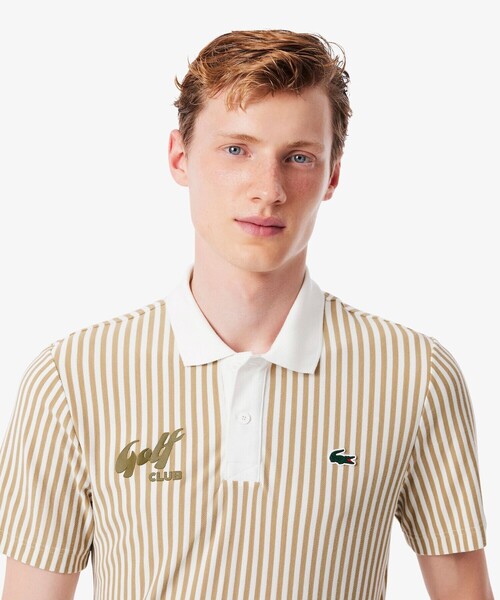 LACOSTE(ラコステ)の「ヒートコントロール ストレッチストライプポロシャツ(ポロシャツ・メンズ・ベージュ/オリーブ・3/5/4)」の4枚目の写真
