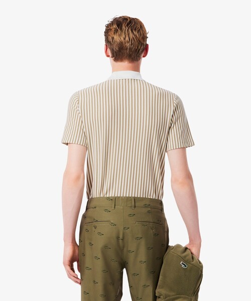 LACOSTE(ラコステ)の「ヒートコントロール ストレッチストライプポロシャツ(ポロシャツ・メンズ・ベージュ/オリーブ・3/5/4)」の5枚目の写真