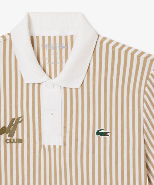 LACOSTE(ラコステ)の「ヒートコントロール ストレッチストライプポロシャツ(ポロシャツ・メンズ・ベージュ/オリーブ・3/5/4)」の6枚目の写真