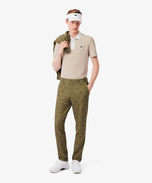 LACOSTE(ラコステ)の「ヒートコントロール ストレッチストライプポロシャツ(ポロシャツ・メンズ・ベージュ/オリーブ・3/5/4)」の7枚目の写真