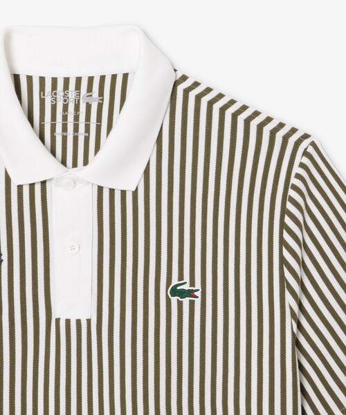 LACOSTE(ラコステ)の「ヒートコントロール ストレッチストライプポロシャツ(ポロシャツ・メンズ・ベージュ/オリーブ・3/5/4)」の11枚目の写真