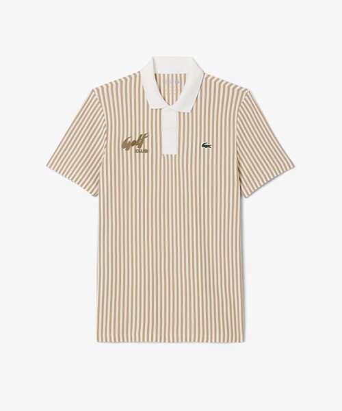 LACOSTE(ラコステ)の「ヒートコントロール ストレッチストライプポロシャツ(ポロシャツ・メンズ・ベージュ/オリーブ・3/5/4)」の1枚目の写真