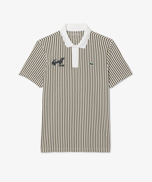 LACOSTE(ラコステ)の「ヒートコントロール ストレッチストライプポロシャツ(ポロシャツ・メンズ・ベージュ/オリーブ・3/5/4)」の2枚目の写真