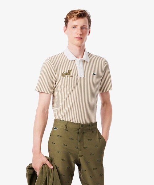 LACOSTE(ラコステ)の「ヒートコントロール ストレッチストライプポロシャツ(ポロシャツ・メンズ・ベージュ/オリーブ・3/5/4)」の3枚目の写真